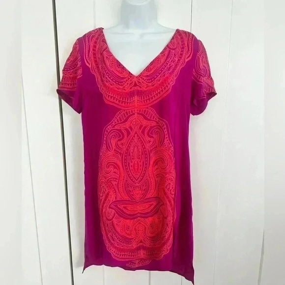 Amanda uprichard pink and orange silk shift dress - Picture 4 of 8